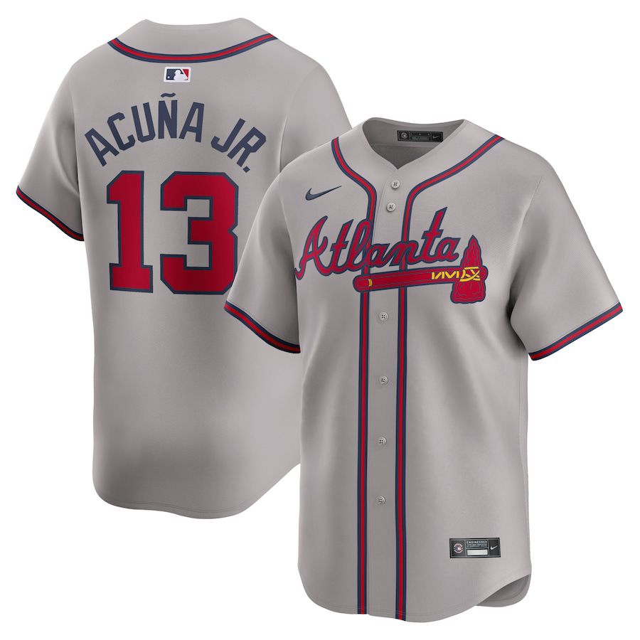 Men Atlanta Braves #13 Ronald Acuna Jr. Nike Gray Away Limited Player MLB Jersey->atlanta braves->MLB Jersey